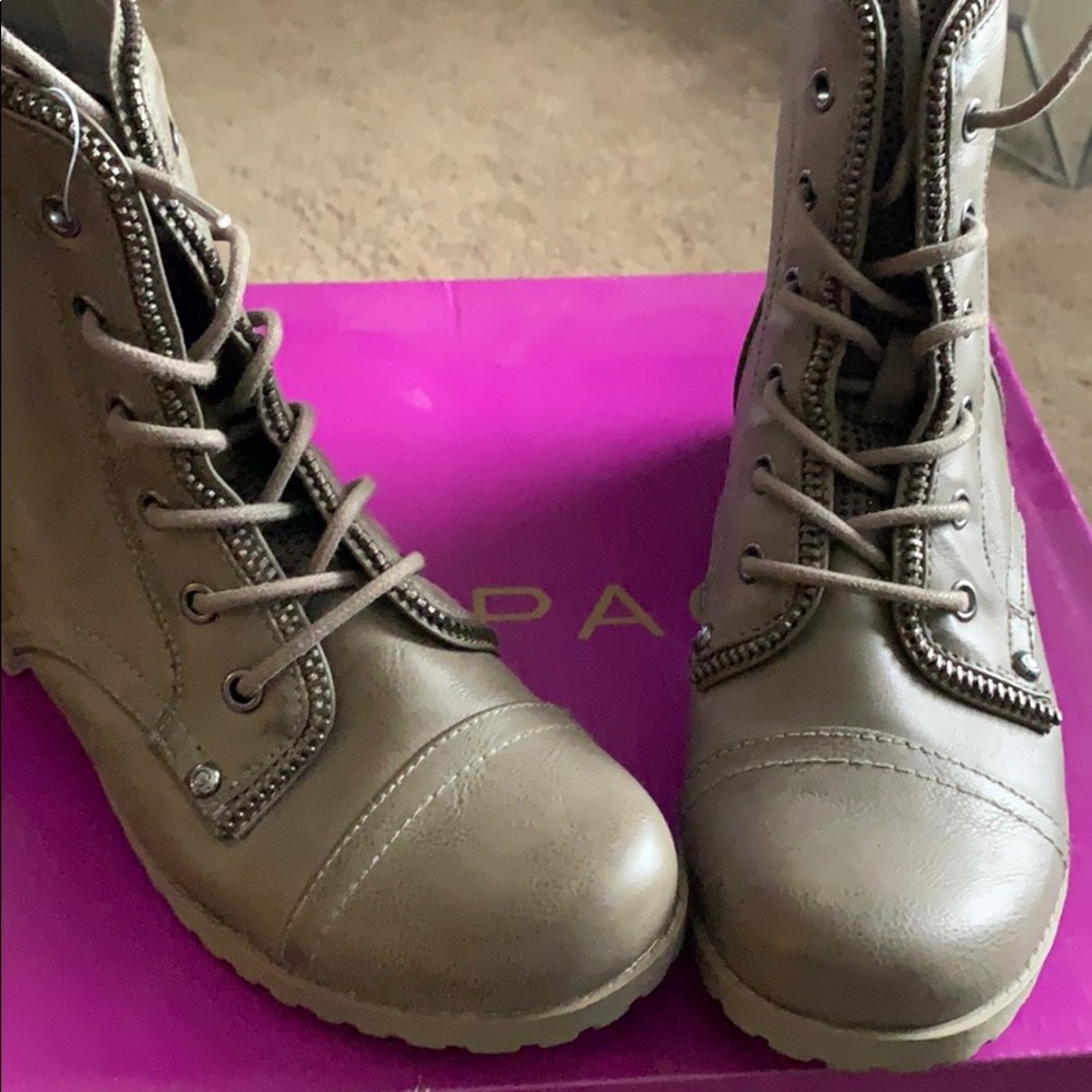 Grey combat boots